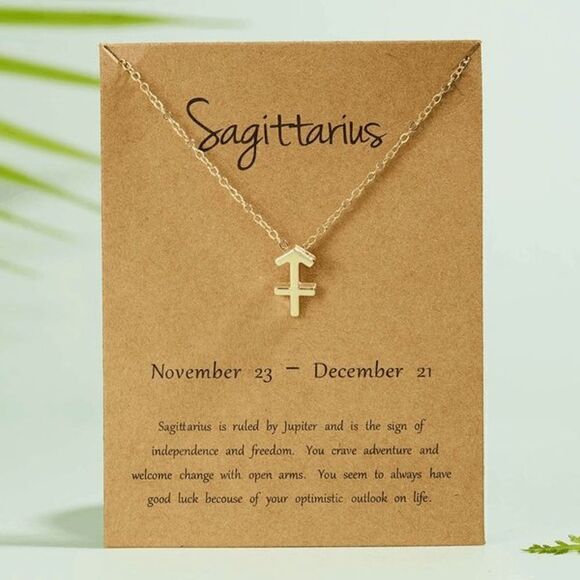 2/$21 Ladies Golden Stylish Constellation Symbol Necklace - Sagittarius - Picture 1 of 3